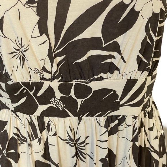 Tommy Bahama Brown Ivory Silk Tropical Palm Sleeveless Embellished Dress Sz 8/10 - Picture 3 of 11